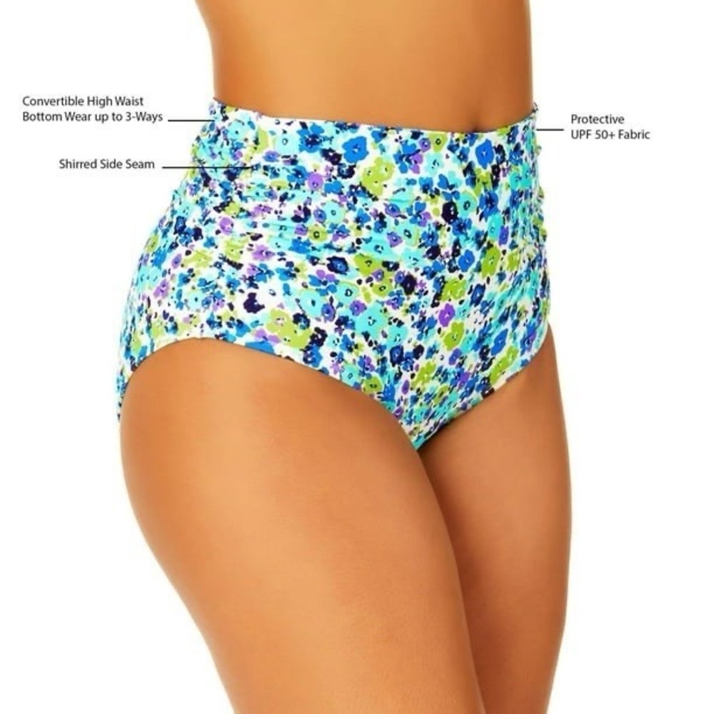 Anne Cole Women's Size Small Convertible Swim Bottom High Rise Ditsy Floral NWOT